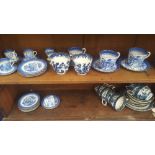 A QUANTITY OF 19TH CENTURY BLUE & WHITE COPELAND & LATER BOOTHS CHINA CUPS, SAUCERS & PLATES (2