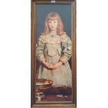 A.T.O. A COLOURED PORTRAIT PRINT of a young girl, framed. 18.25" x 43.25",