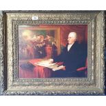A.T.O. A COLOURED PRINT of an American President, framed. 27" x 23".