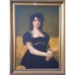 A.T.O. A LARGE COLOURED PRINT of a young Spanish lady, in a gilt frame. 34.5" x 46.5".