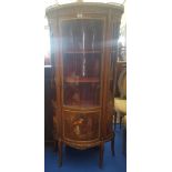 A REALLY GOOD CONTINENTAL VERNIS MARTIN CABINET with glazed upper section and painted base with