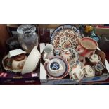 TWO BOXES OF SPANISH, ART DECO & VICTORIAN CERAMICS, ETC.