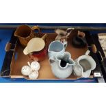 A BOX LOT OF JUGS ETC.