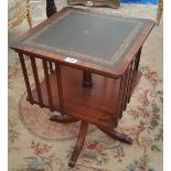 A NICE VENEERED MAHOGANY REVOLVING BOOKCASE with leather top.