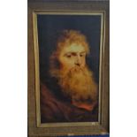 A.T.O. A VERY LARGE COLOURED PRINT of a bearded man in a 19th century deep gilt frame. 47" x 73"