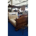 A VERY NICE VICTORIAN MAHOGANY HALF TESTER BED with Respa mattress, with large barley twist legs