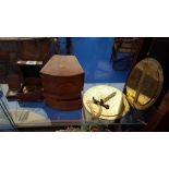 A BRASS SEXTANT along with other scientific brassware.