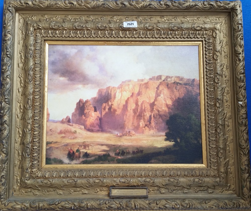 A.T.O. A COLOURED PRINT of a country scene in a 19th century gilt frame. 26.5" x 23".