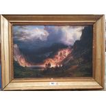 A.T.O. A COLOURED PRINT of a Scottish lake scene, framed. 26" x 19.5".