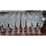 A LARGE SUITE OF CHAMPAGNE GLASSES 36 in total. (Season 3, Ebb Tide, Dorian & Lily's dinner party).