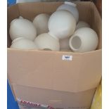 A VERY LARGE BOX OF SMALL WHITE DOME SHADES.