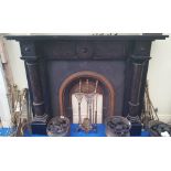 A 19TH CENTURY MARBLE AND SLATE FIREPLACE with cast iron insert.