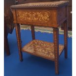 A WALNUT HIGHLY INLAID SIDE TABLE.