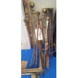 A COLLECTION OF ASSORTED BRASS FIRE IRONS. (to include Rusk's Office).