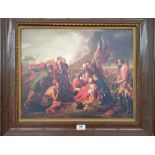 A.T.O. A COLOURED PRINT of a battle scene, possibly American, framed. 25.75" x 21.75".