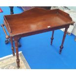 A LATE 19TH CENTURY MAHOGANY WASH TABLE with railed sides.