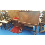 A GROUP OF FURNITURE to include a highly carved side table, a good prayer kneeling bench etc.