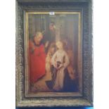 A.T.O. A COLOURED PORTRAIT of a religious scene, in a 19th century gilt frame. 25.5" x 34.5"