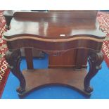 A WONDERFUL EARLY VICTORIAN MAHOGANY CONSOLE TABLE with highly carved cabriole legs and serpentine