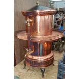 A SUPERB COPPER AND BRASS TEA URN.