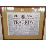 A SET OF FIVE LONDONS POPULAR NEWSPAPER PAGES all framed.