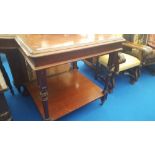 A LARGE VICTORIAN MAHOGANY SIDE TABLE OF UNUSUAL FORM along with a good mahogany snap top wine
