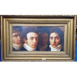 A.T.O. A COLOURED PORTRAIT of four gentlemen, framed. 32.5" x 20.25".