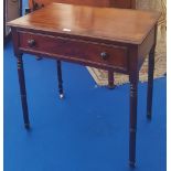 A 19TH CENTURY MAHOGANY SINGLE DRAWER SIDE TABLE with rosewood crossbanding.