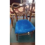 A WONDERFUL ROSEWOOD BUCKLE BACK CHILD'S CHAIR with an upholstered seat along with a painted child's