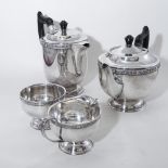 A LOVELY VINERS OF SHEFFIELD FOUR PIECE SILVER-PLATED TEA/COFFEE SERVICE with Celtic Knot pattern.
