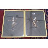 A PAIR OF FRAMED AND GLAZED WATERCOLOURS depicting Indonesian dancers.