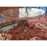 A VICTORIAN MAHOGANY OVAL BREAKFAST TABLE.