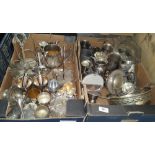 QUANTITY OF PLATED WARES in two boxes.