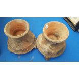 A PAIR OF WAISTED FOOTED CIRCULAR TERRACOTTA PLANTERS/