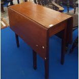 A GOOD 19TH CENTURY MAHOGANY DROP LEAF TABLE with square tapering legs.