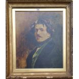 A.T.O. A COLOURED PRINT of a gentleman in a 19th century gilt frame. 27.5" x 32".