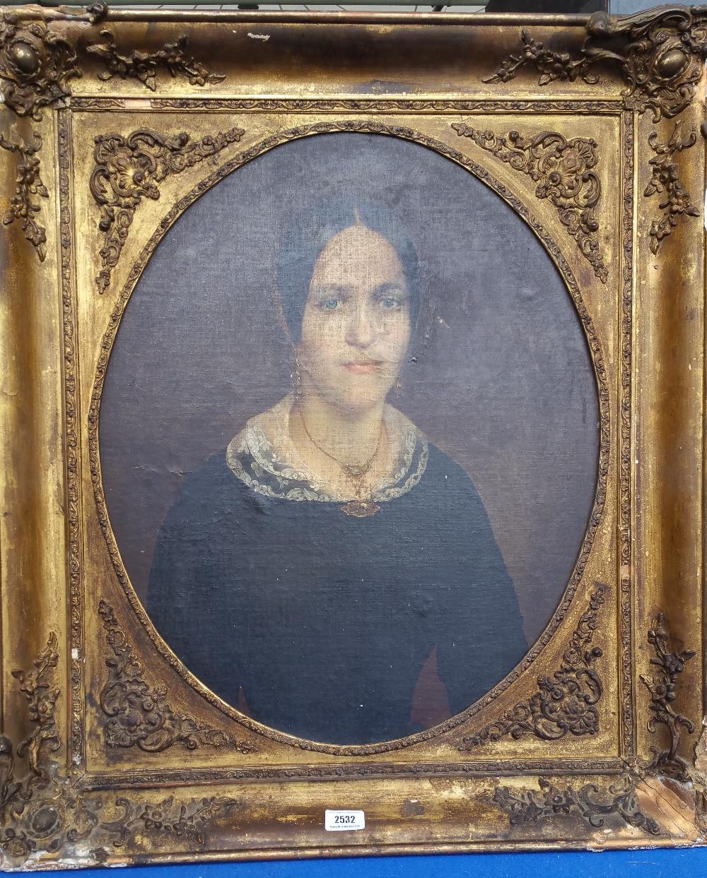 A 19TH CENTURY PORTRAIT of a lady in a period gilt frame. 27" x 31.5".