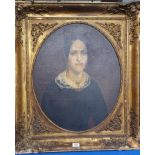 A 19TH CENTURY PORTRAIT of a lady in a period gilt frame. 27" x 31.5".
