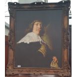 A.T.O. A COLOURED PORTRAIT PRINT of a man in period dress, framed. 32" x 37.5".