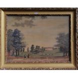 A.T.O. A COLOURED PRINT of a country scene in an ornate gilt frame. 46.5" x 36.5".