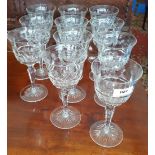 A GOOD SUITE OF CUT GLASS RED WINE GLASSES (Ethan's Ranch).