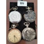 FOUR MODERN POCKET WATCHES.