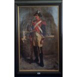 A 19TH CENTURY OIL ON CANVAS of a military officer, signed K Hall, in an ebonised frame. 29" x 42.