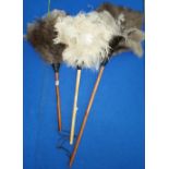 THREE OSTRICH FEATHER DUSTERS.