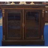 A WONDERFUL 19TH CENTURY EBONISED INLAID TWO DOOR SIDE CABINET with ormolu mounts. Circa 1880.