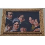 A.T.O. A LARGE COLOURED PORTRAIT PRINT of a family in a wonderful gilt frame. 55" x 38.75".