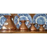 A GRADUATED SET OF FOUR COPPER HAYSTACK MEASURES with lead proof marks, Quart - 1/4 Gill. (Sir