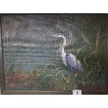 A Modern Oil on Panel of a Heron by Rowland Povey, signed & dated '97 lower right.