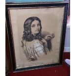 Julia Kelly, A Charcoal Portrait of Raphael, in a black and gilt frame 59 x 45cm, together with