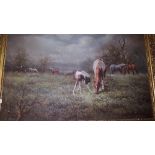 An Oil on Canvas of a Mare and Foal.